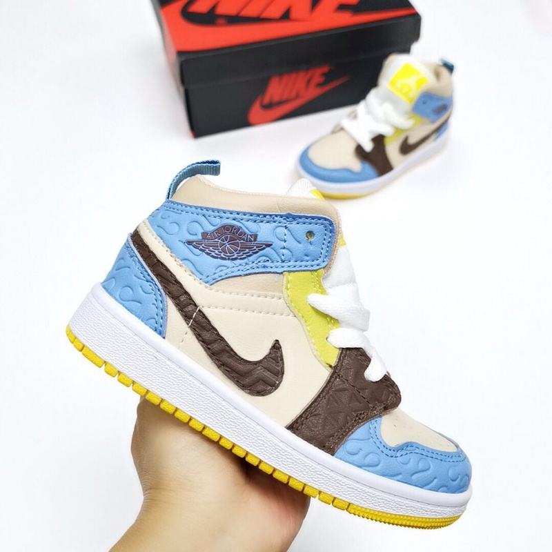 Jordan Air Jordan Air Jordan 1 MID Super Meng Children_s Shoes Official Limited Collars AJ1 help small sneakers code 24 --- 35-9a6becd9